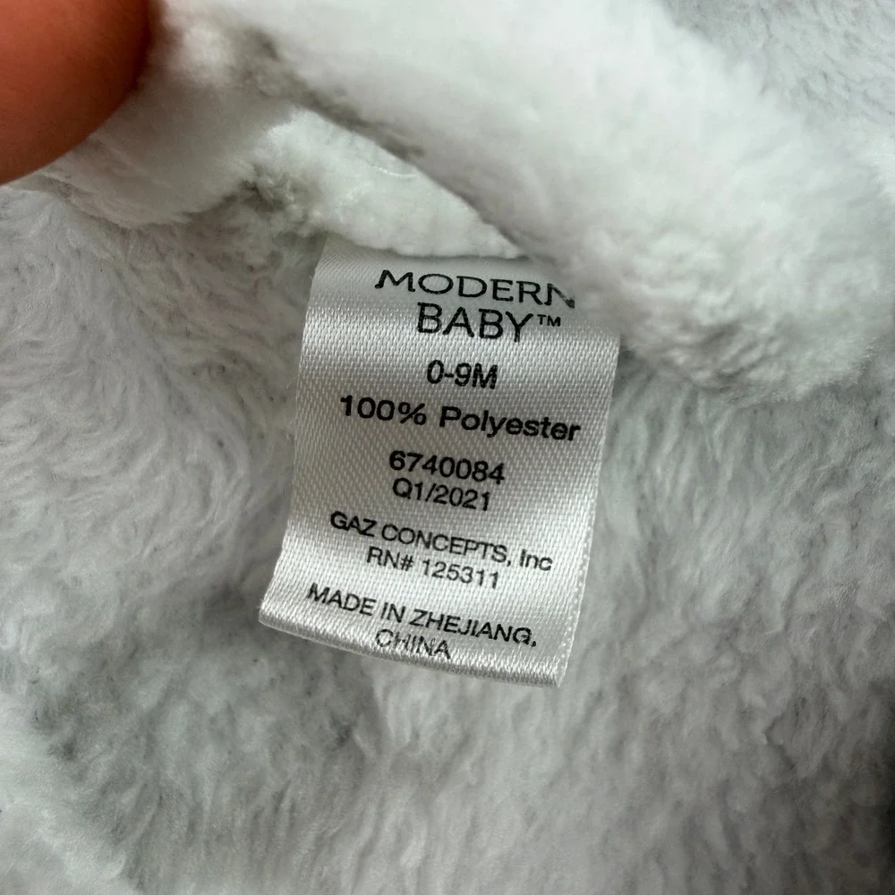 Modern Baby Elephant‎ Hooded Bathrobe White Gray Fleece Plush 0-9M